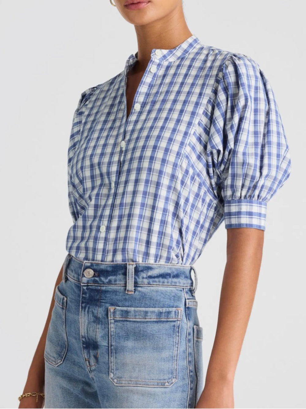 Madewell Puff Sleeve Band Collar Shirt- NWT